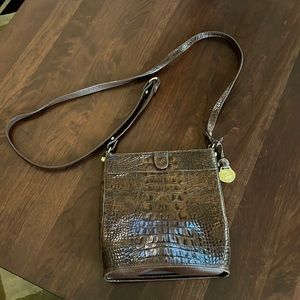Brahmin Brown Crocodile Crossbody Purse Bag Pocketbook